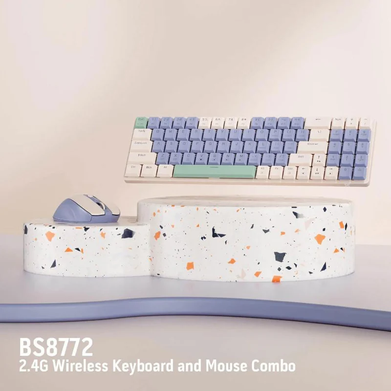 Redragon BS-8772 2.4G Wireless Mechanical Keyboard & Mouse Combo (Red/Pink, Grey/White, Cream/Blue)
