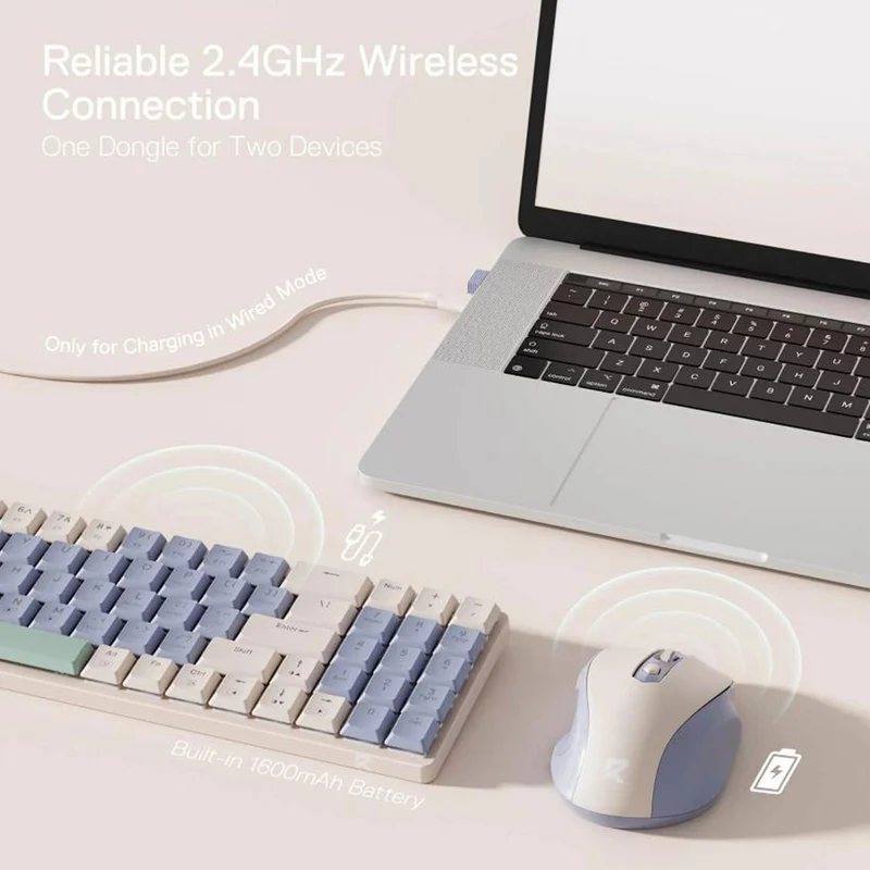 Redragon BS-8772 2.4G Wireless Mechanical Keyboard & Mouse Combo (Red/Pink, Grey/White, Cream/Blue)