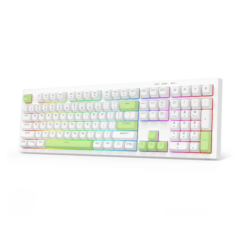 Redragon K518-RGB Crux 108-Key Wired Membrane Gaming Keyboard (Grey/Black, White/Green, Milk Tea)