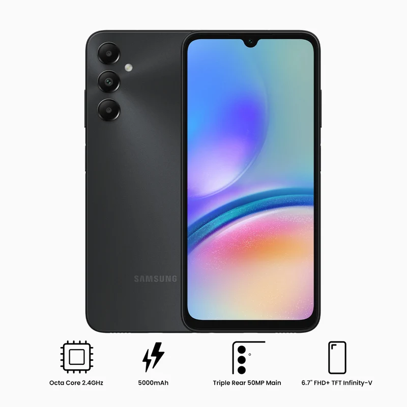 Samsung Galaxy A05S SM-A057F/DS | 128GB+4GB RAM | LTE + Wi-Fi | 6.7" FHD + TFT Infinity-V | Android 13 | Octa Core 2.4GHz | 50MP + 13MP | 5000mAh (Black, Light Green)