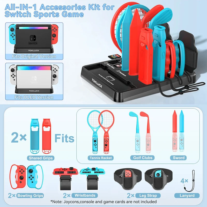 Tokluck Switch Sports Games Accessories Kit (Red/Blue) (TO-SW293)