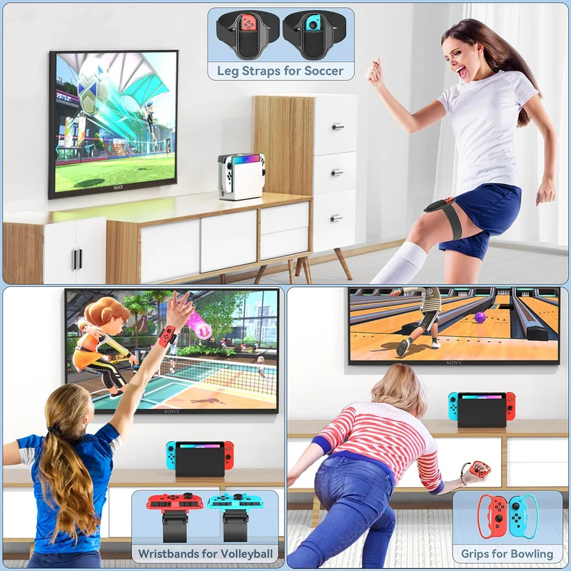 Tokluck Switch Sports Games Accessories Kit (Red/Blue) (TO-SW293)