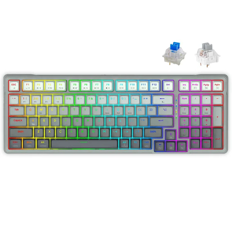 E-Yooso Z-99 Tri-Mode RGB 99-Keys Mechanical Keyboard Gradient Grey (Blue Switch, Silverwood Switch)