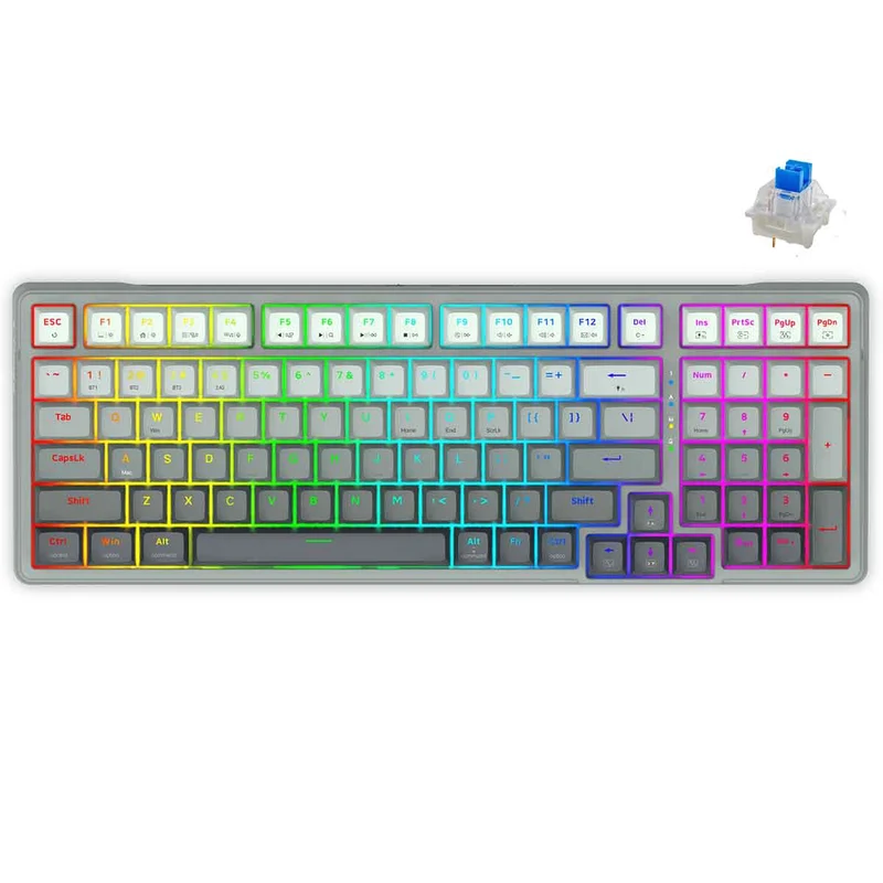 E-Yooso Z-99 Tri-Mode RGB 99-Keys Mechanical Keyboard Gradient Grey (Blue Switch, Silverwood Switch)