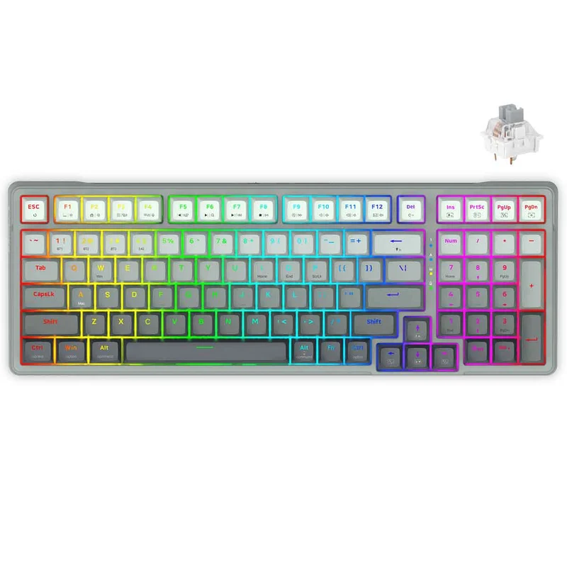 E-Yooso Z-99 Tri-Mode RGB 99-Keys Mechanical Keyboard Gradient Grey (Blue Switch, Silverwood Switch)