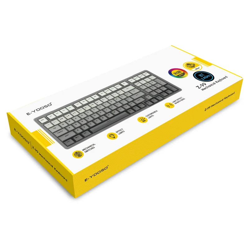 E-Yooso Z-99 Tri-Mode RGB 99-Keys Mechanical Keyboard Gradient Grey (Blue Switch, Silverwood Switch)