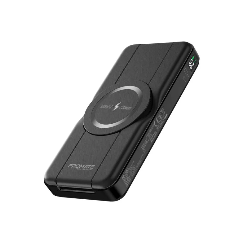 Promate PowerPack-Fold 10000mAH 20W Magsafe Compatible 5-in-1 Foldable 15W Wireless Charging Power Bank