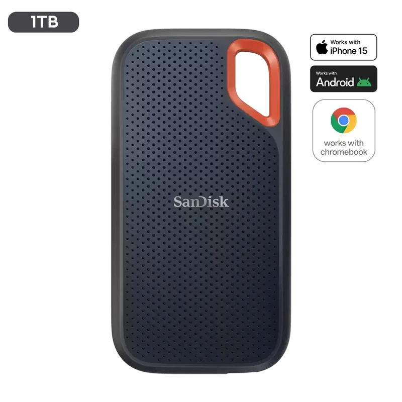 Sandisk Extreme USB-C USB 3.2 Gen 2 Up To 1050MB/S Portable SSD V2 (Black) (1TB, 2TB, 4TB, 8TB)