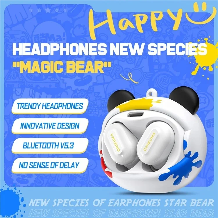 Onikuma T20 Wireless Earphones (Black, White)