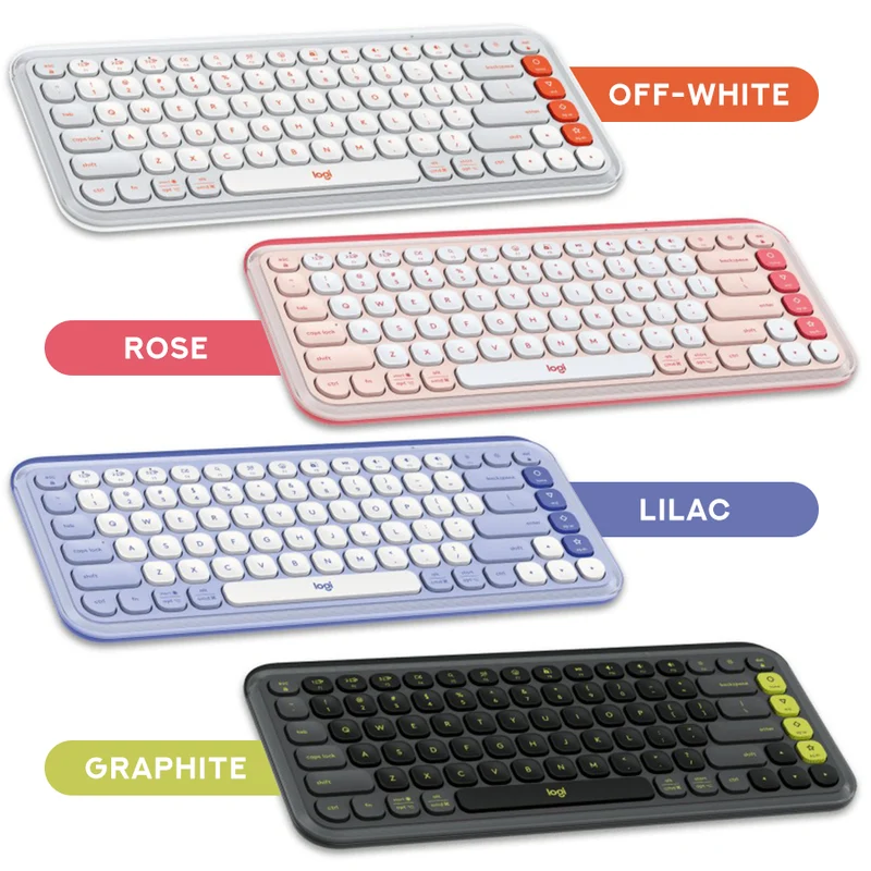 Logitech Pop Icon Keys Bluetooth Keyboard (Off-White, Rose, Lilac, Graphite)