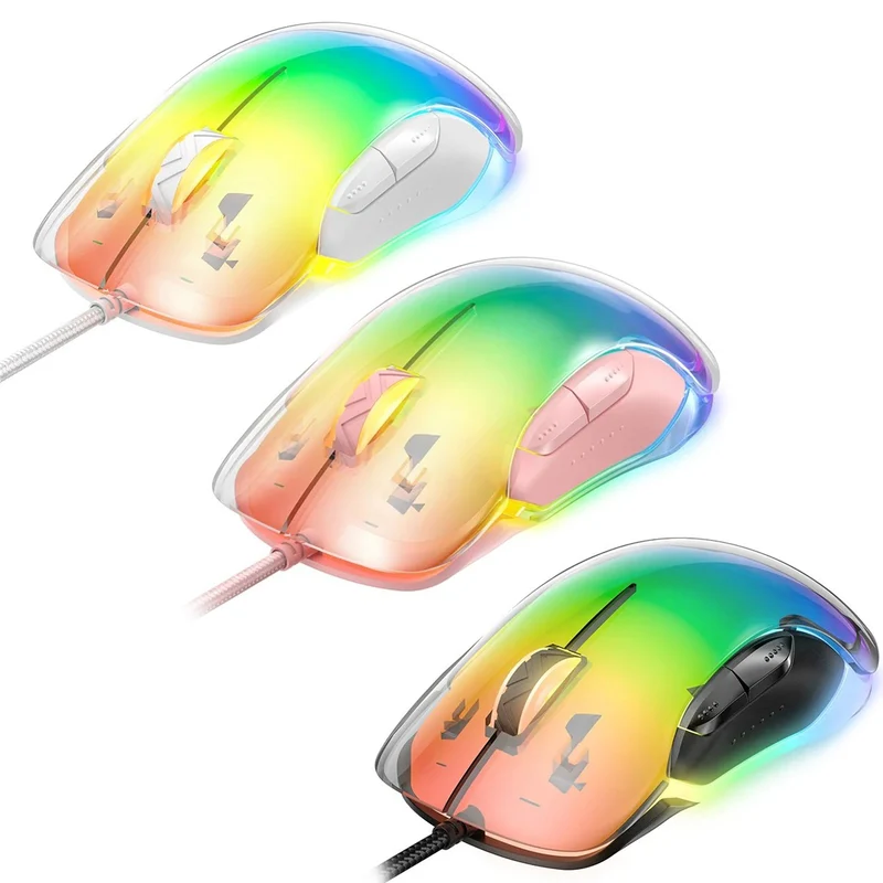 Onikuma CW925 RGB Wired eSports Gaming Mouse (White, Pink, Black)