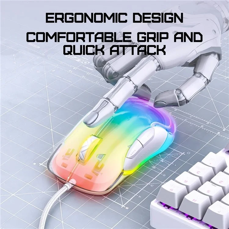 Onikuma CW925 RGB Wired eSports Gaming Mouse (White, Pink, Black)