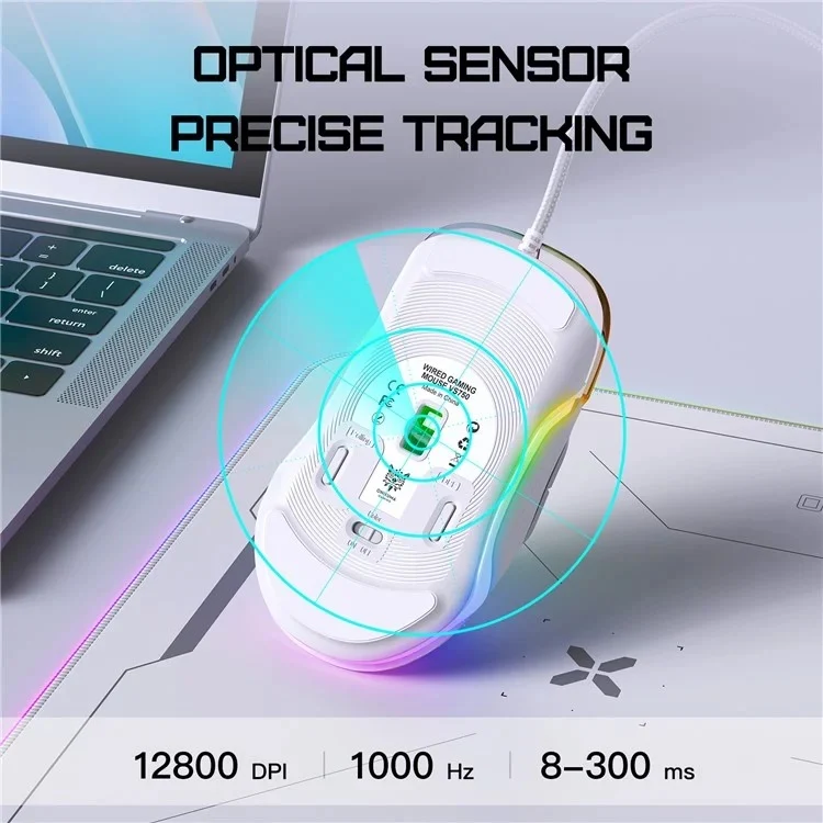 Onikuma CW925 RGB Wired eSports Gaming Mouse (White, Pink, Black)