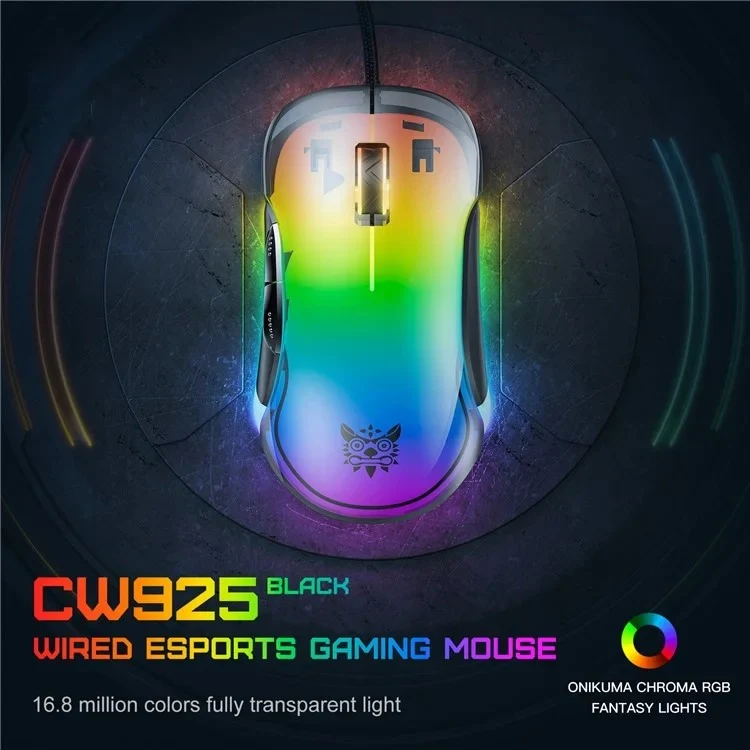 Onikuma CW925 RGB Wired eSports Gaming Mouse (White, Pink, Black)