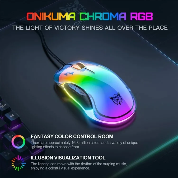Onikuma CW925 RGB Wired eSports Gaming Mouse (White, Pink, Black)