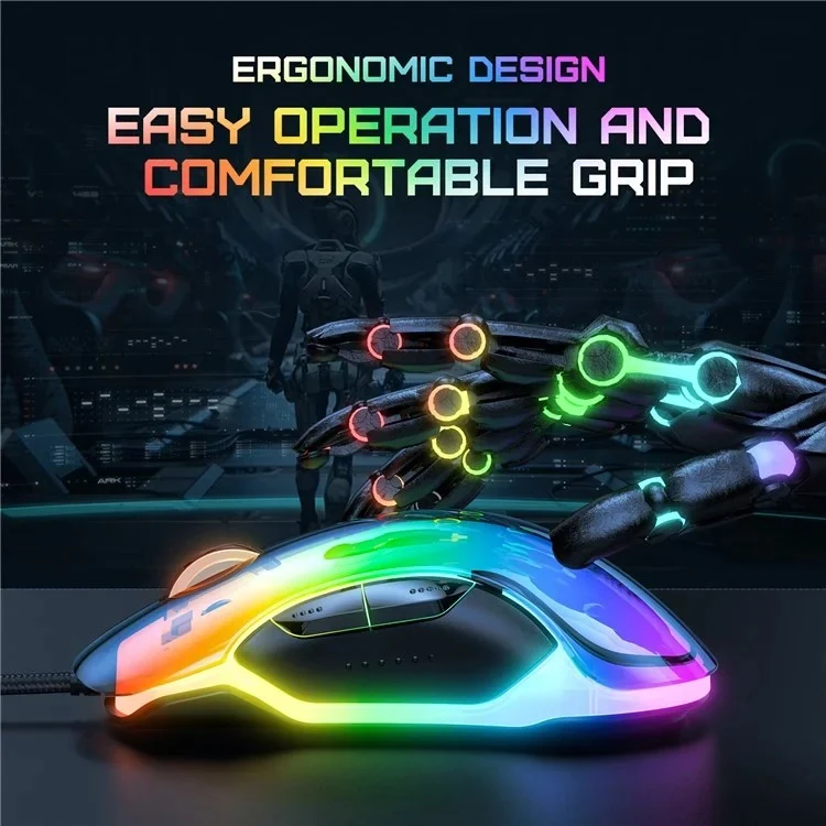Onikuma CW925 RGB Wired eSports Gaming Mouse (White, Pink, Black)