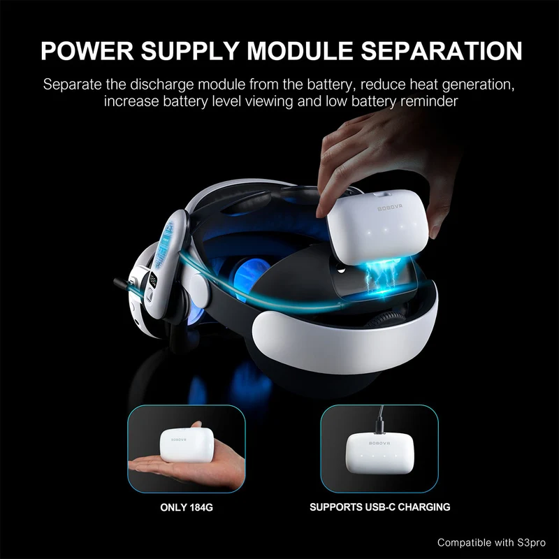 BoboVR B100 10000mAH Battery Pack for S3 & via B100U Upgrade Kit (M1+/ M2+/ M2 Pro+/ M3 Pro/ M3 Mini)