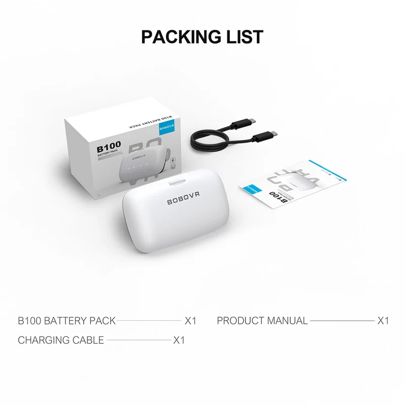 BoboVR B100 10000mAH Battery Pack for S3 & via B100U Upgrade Kit (M1+/ M2+/ M2 Pro+/ M3 Pro/ M3 Mini)