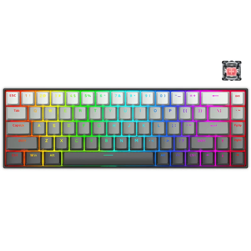 E-Yooso HZ-68 RGB 68-Keys Hot-Swappable Mechanical Keyboard Gradient Grey (Magnetic Switch)