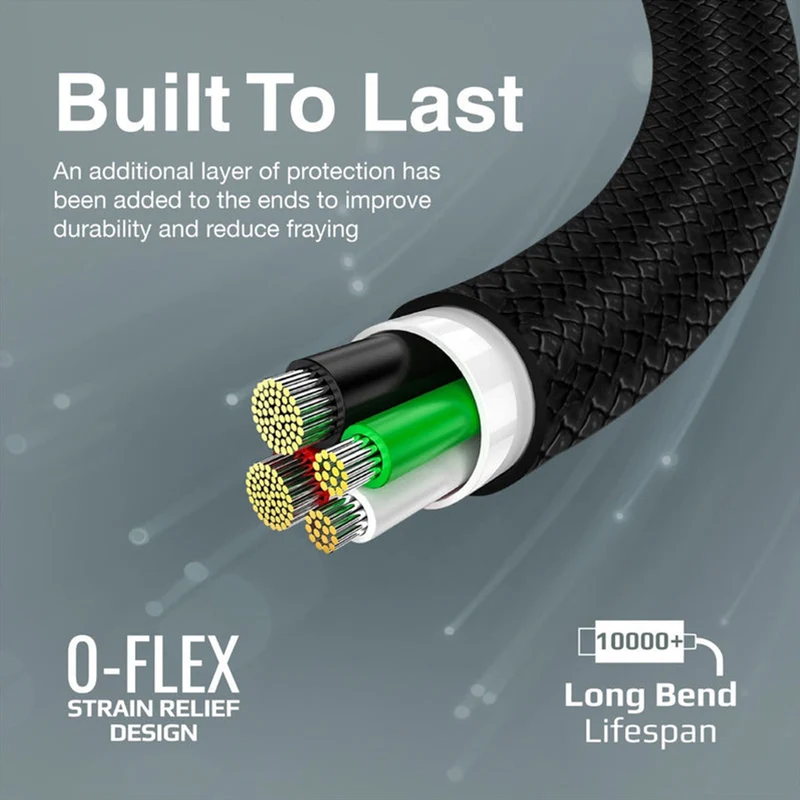 Promate Xcord-CC 60Watts Power Delivery High Tensile Strength Data & Charge Usb-C Ultra Flexible Cable (Black)