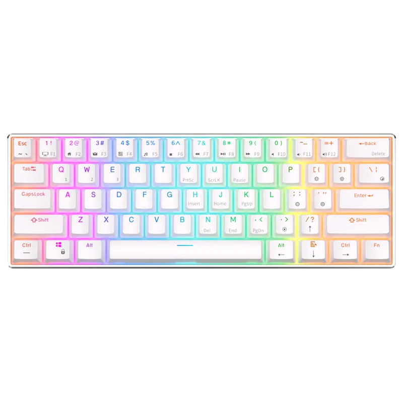 Royal Kludge RK61 Pro Tri-Mode RGB 61 Keys Hot Swappable Mechanical Keyboard Silver/White (Brown Switch)
