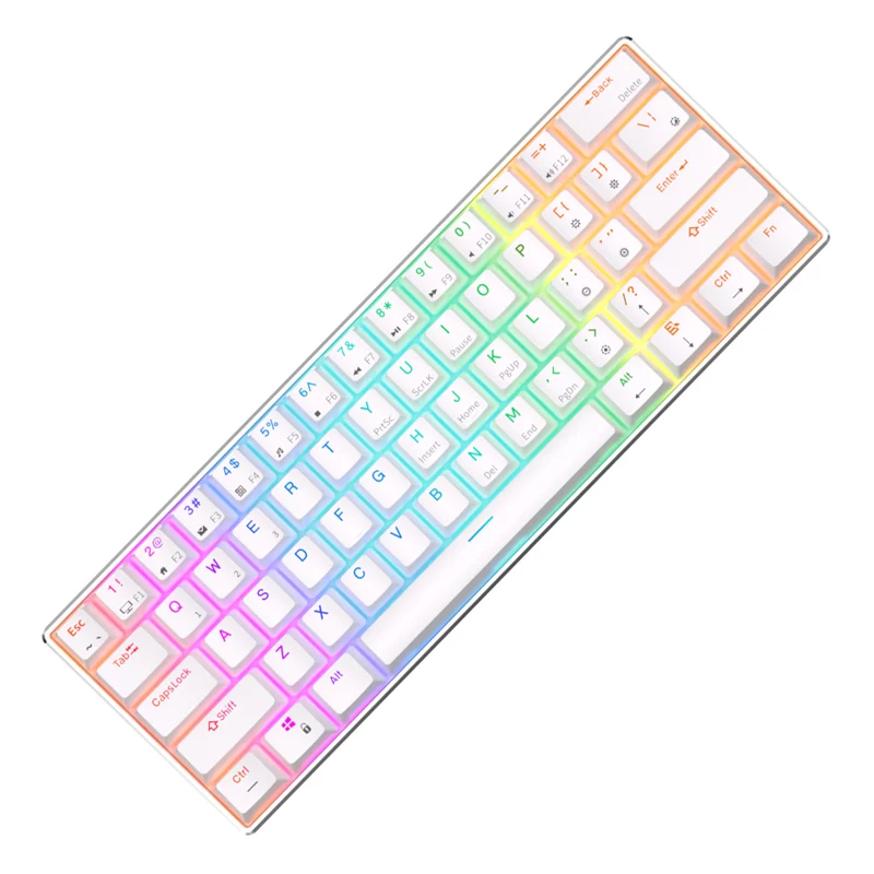 Royal Kludge RK61 Pro Tri-Mode RGB 61 Keys Hot Swappable Mechanical Keyboard Silver/White (Brown Switch)