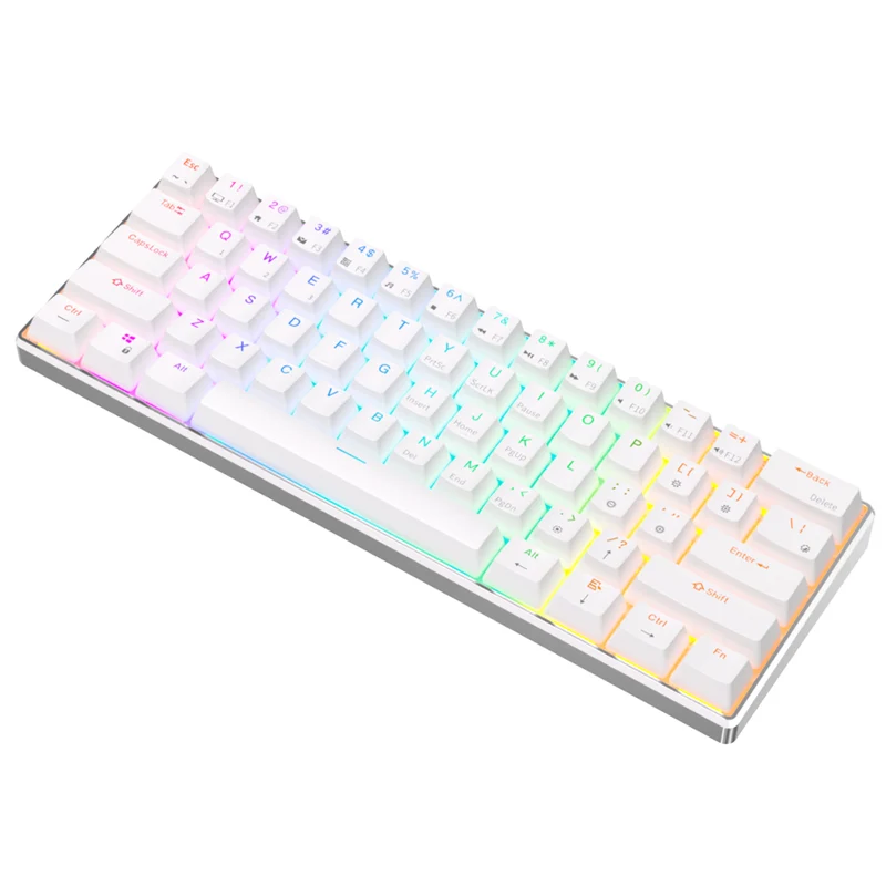 Royal Kludge RK61 Pro Tri-Mode RGB 61 Keys Hot Swappable Mechanical Keyboard Silver/White (Brown Switch)