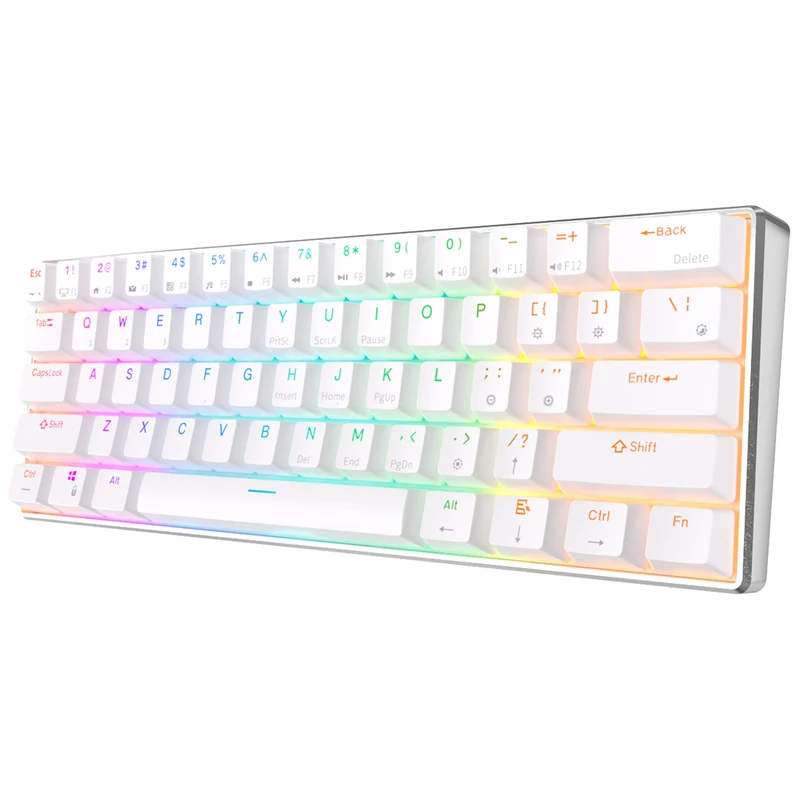 Royal Kludge RK61 Pro Tri-Mode RGB 61 Keys Hot Swappable Mechanical Keyboard Silver/White (Brown Switch)
