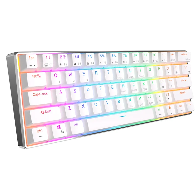 Royal Kludge RK61 Pro Tri-Mode RGB 61 Keys Hot Swappable Mechanical Keyboard Silver/White (Brown Switch)