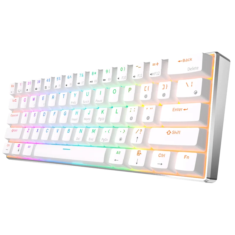 Royal Kludge RK61 Pro Tri-Mode RGB 61 Keys Hot Swappable Mechanical Keyboard Silver/White (Brown Switch)
