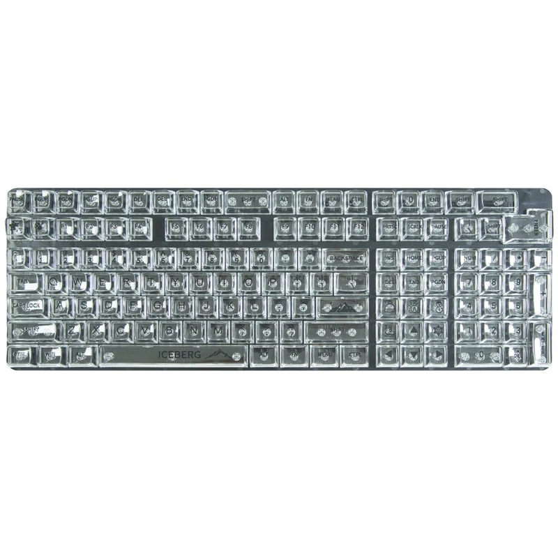 Royal Kludge CBSA-8 132 Keys Plastic Transparent Profile Keycaps Fullset - Black Letter (White)