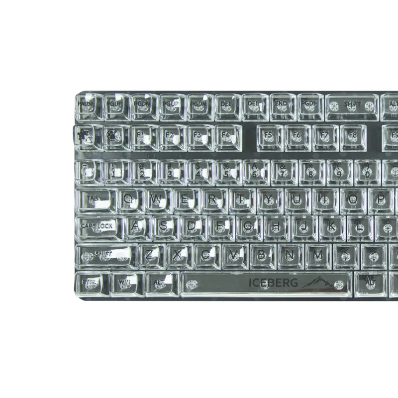 Royal Kludge CBSA-8 132 Keys Plastic Transparent Profile Keycaps Fullset - Black Letter (White)