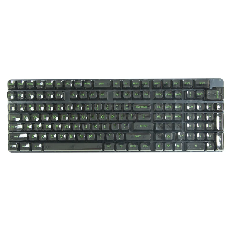 Royal Kludge CBSA-14 132 Keys Standard Transparent Profile Keycaps Fullset - Green Letter (Black)