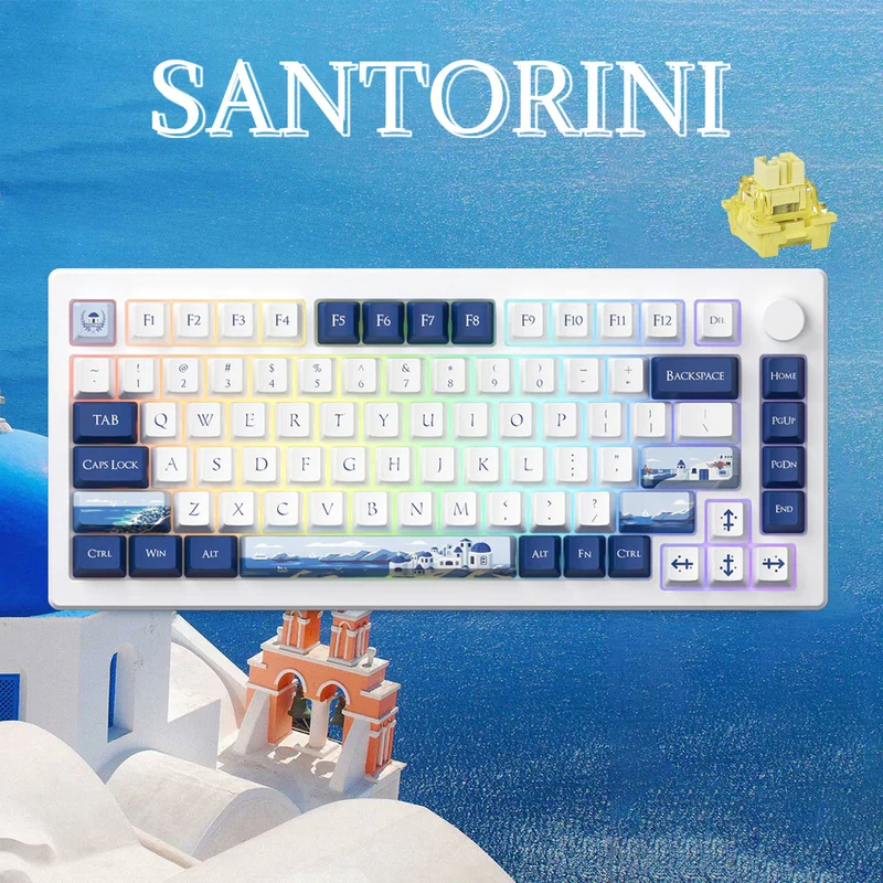Akko MOD 007B HE PC Tri-Mode RGB Mechanical Keyboard (Santorini) (Akko Cream Yellow Magnetic Switch)