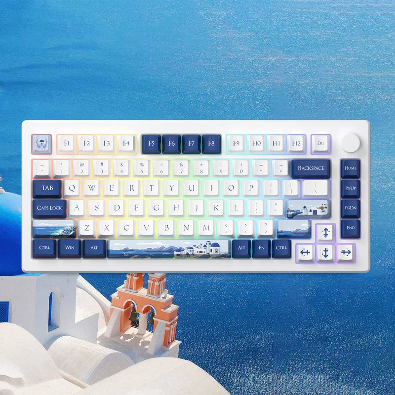 Akko MOD 007B HE PC Santorini Tri-Mode RGB Hot-Swappable Mechanical Keyboard (Akko Cream Yellow Magnetic Switch)
