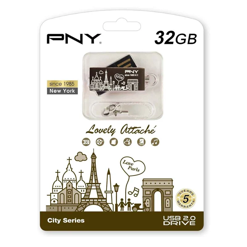 PNY Lovely Attache USB 2.0 Coffee Brown (16GB, 32GB)