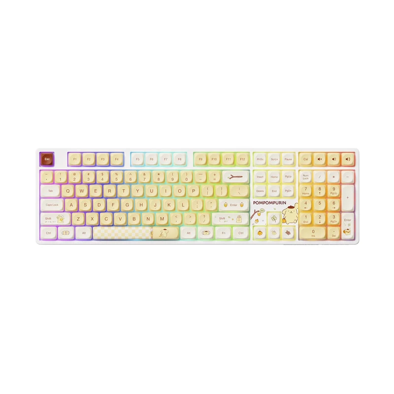 Akko Pompompurin 5108B Plus Multi-Mode RGB Hot-Swappable Mechanical Keyboard (Akko V3 Piano Pro Switch) (Yellow, Pink)