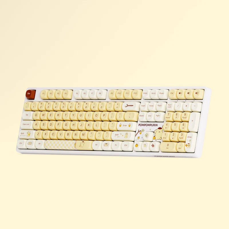 Akko Pompompurin 5108B Plus Multi-Mode RGB Hot-Swappable Mechanical Keyboard (Akko V3 Piano Pro Switch) (Yellow, Pink)