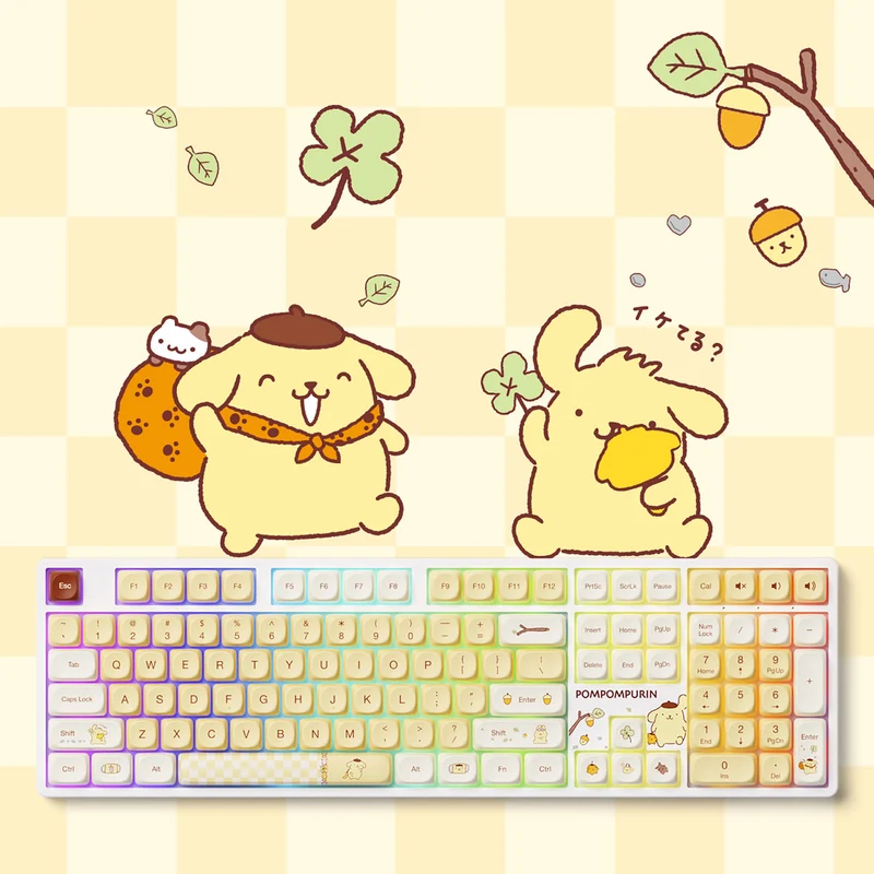 Akko Pompompurin 5108B Plus Multi-Mode RGB Hot-Swappable Mechanical Keyboard (Akko V3 Piano Pro Switch) (Yellow, Pink)