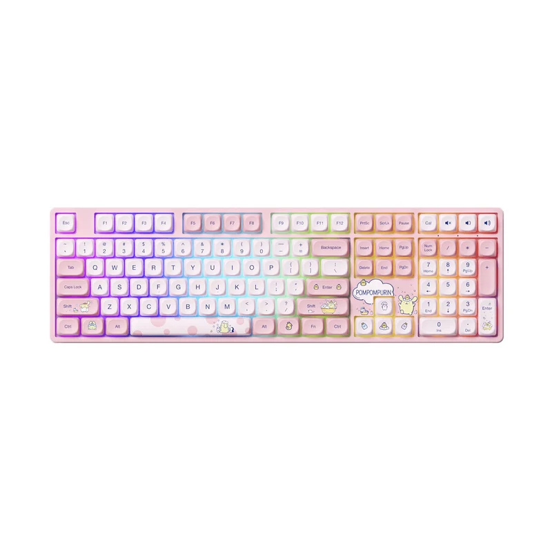 Akko Pompompurin 5108B Plus Multi-Mode RGB Hot-Swappable Mechanical Keyboard (Akko V3 Piano Pro Switch) (Yellow, Pink)