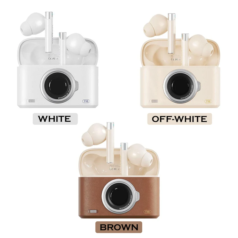 Onikuma T18 Dual Microphone ENC Noise Reduction Wireless Earphones (White, Off-White, Brown)