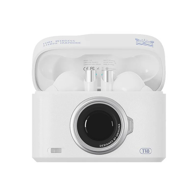 Onikuma T18 Dual Microphone ENC Noise Reduction Wireless Earphones (White, Off-White, Brown)