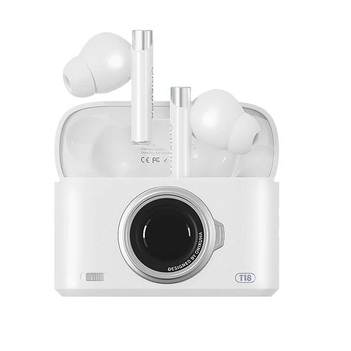Onikuma T18 Dual Microphone ENC Noise Reduction Wireless Earphones (White, Off-White, Brown)