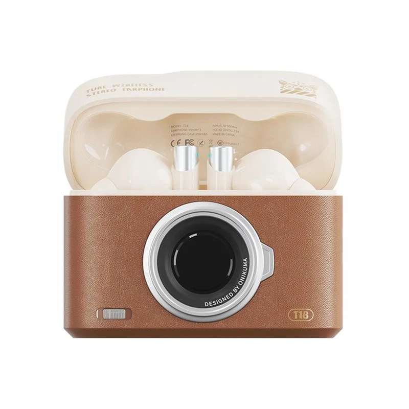 Onikuma T18 Dual Microphone ENC Noise Reduction Wireless Earphones (White, Off-White, Brown)