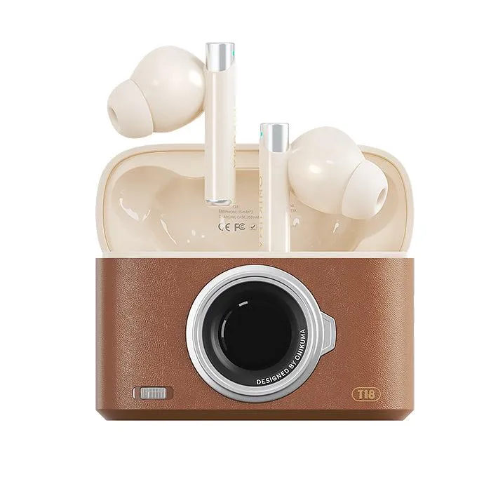 Onikuma T18 Dual Microphone ENC Noise Reduction Wireless Earphones (White, Off-White, Brown)