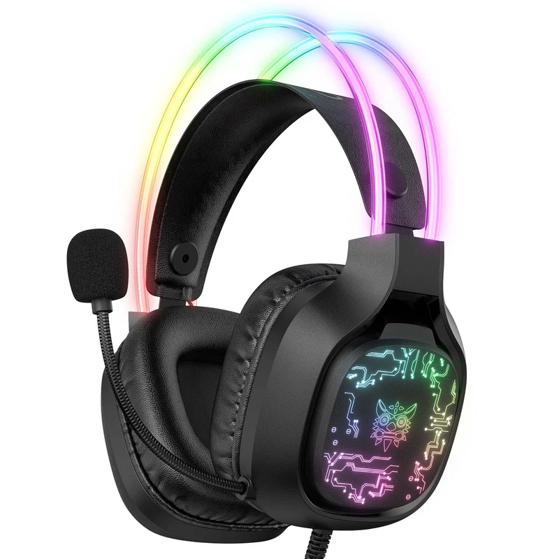 Onikuma X22 RGB Noise Cancellation Microphone Multi-Platform Gaming Headset (Black, White)