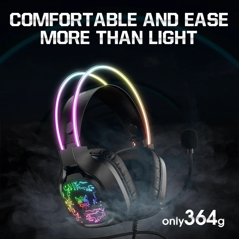 Onikuma X22 RGB Noise Cancellation Microphone Multi-Platform Gaming Headset (Black, White)