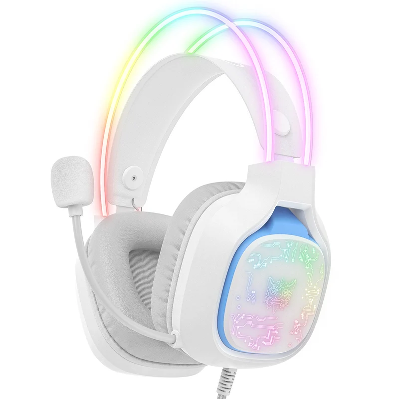 Onikuma X22 RGB Noise Cancellation Microphone Multi-Platform Gaming Headset (Black, White)