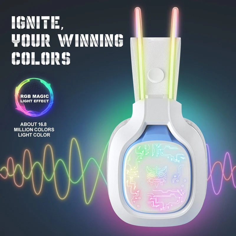 Onikuma X22 RGB Noise Cancellation Microphone Multi-Platform Gaming Headset (Black, White)