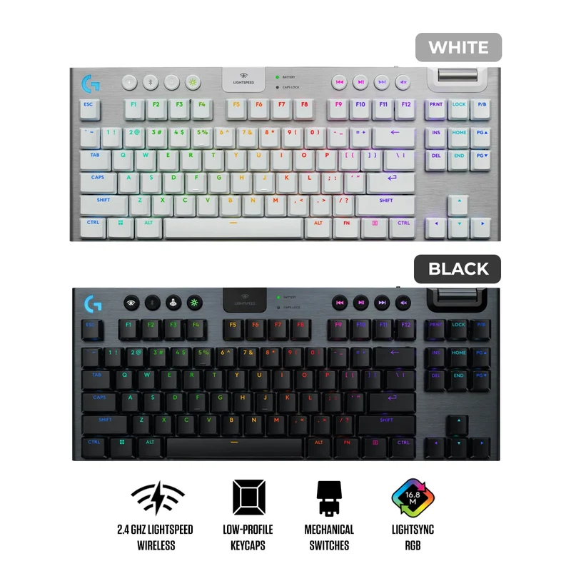 Logitech G915 X Lightspeed Tkl Wireless Gaming Keyboard (Black, White)